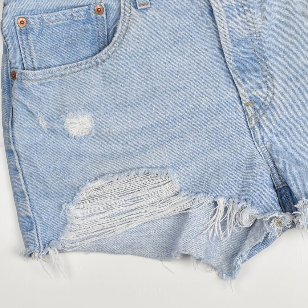 Levi's 501 Distressed Denim Jean Cut Off Shorts - 30 - Picture 3 of 9